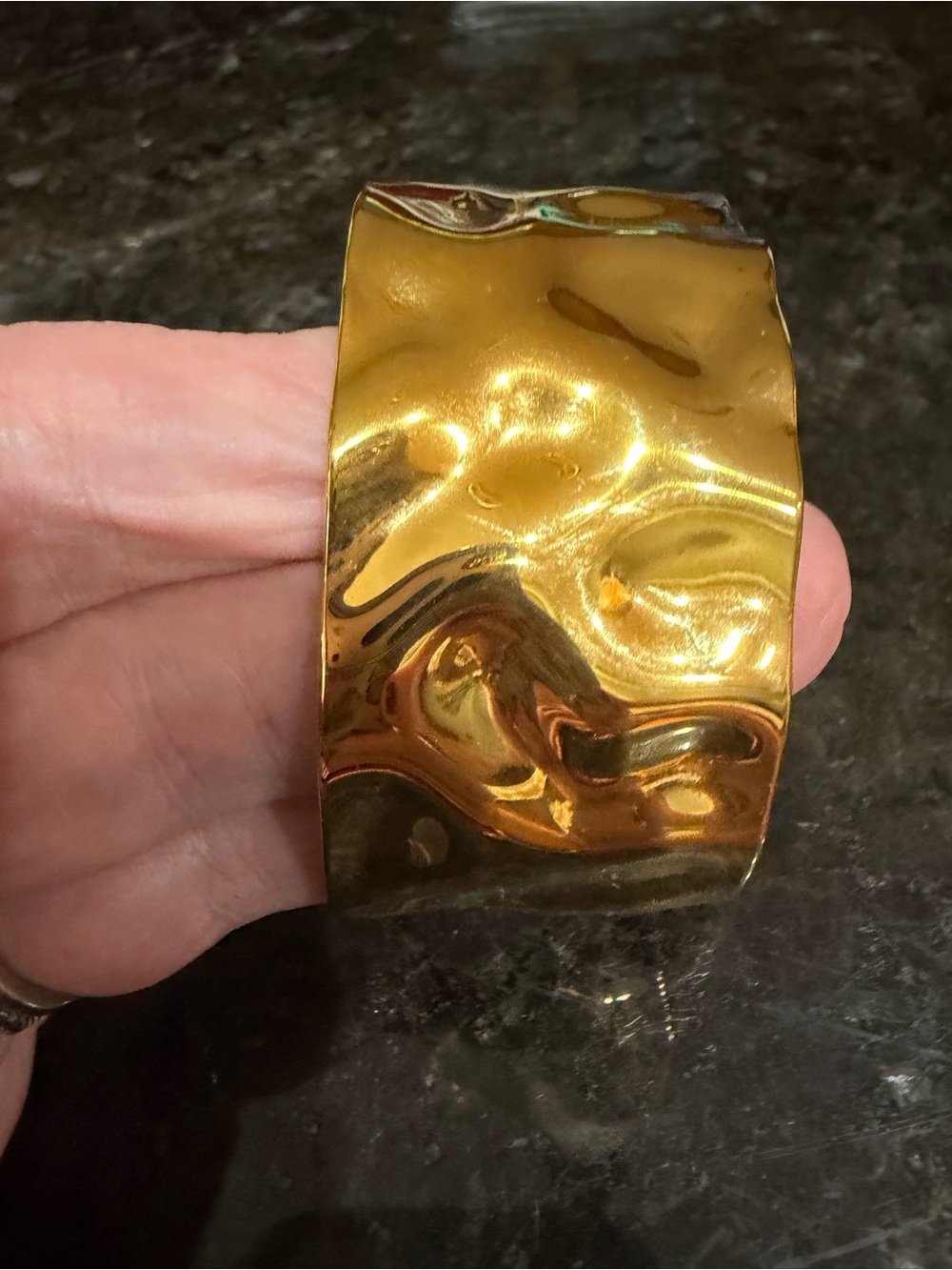 Polished Gold-Tone Hammered Cuff Bracelet - Women Jewelry